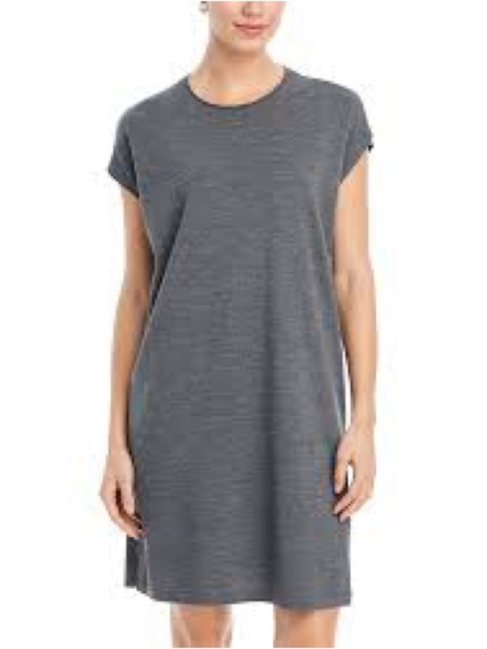 Eileen Fisher Charcoal Gray Relaxed Short-Sleeve Tunic